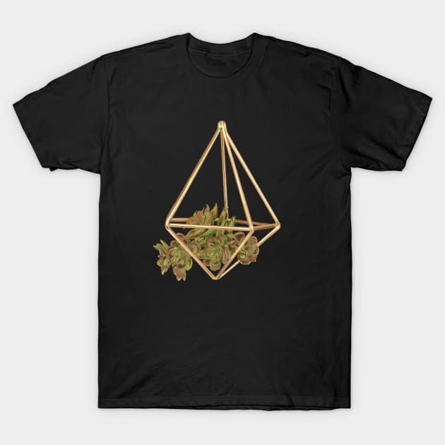 Gold Succulent Planter T-Shirt by rachelleybell